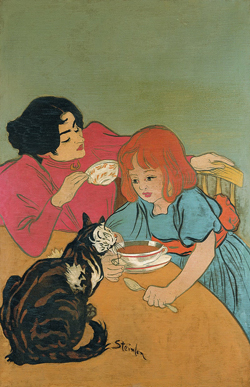 スタンラン　猫と一緒の母と子.jpg